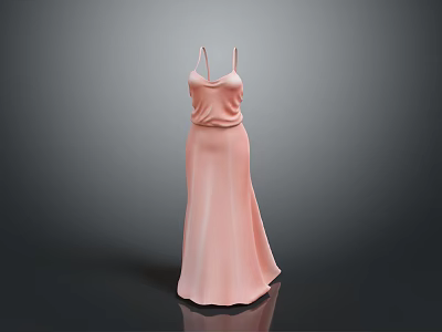 Man in Pink Long Dress 3D Model Displayed Against Black Background Scene 3d model