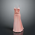 Man in Pink Long Dress 3D Model Displayed Against Black Background Scene