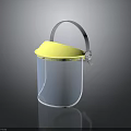 Protective Face Shield With Yellow Top Transparent Shield And Gray Headband