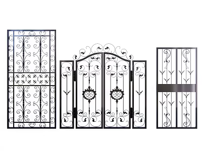 Wrought Iron Entrance Gates With Ornate Decorative Patterns And Various Designs 3d model