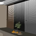 Elegant Window Blinds in Modern Interior with Fruit Green Plant and Windowsill