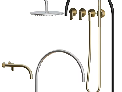 Modern Stylish Faucets With Brass Chrome And Black Finishes For Kitchen Use 3d model