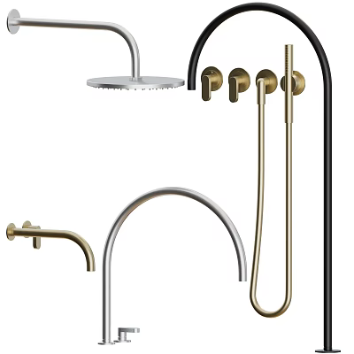 Modern Stylish Faucets With Brass Chrome And Black Finishes For Kitchen Use 3d model