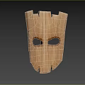 Handcrafted Wooden Mask with Carved Facial Features Made of Natural Wooden Blocks for Home Decor