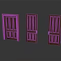 Three Brown Wooden Doors With Different Panel Designs And Door Handles