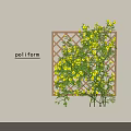 Wall Mounted Wooden Lattice Flower Rack With Blooming Yellow Flowers