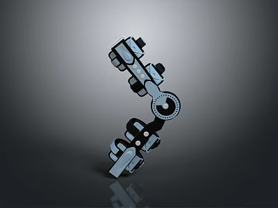 Mechanical Game and Movie Character With Multiple Jointed Parts Blue Black Circular Components 3d model