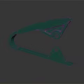 3D Rendered Green Metal Clamp Mechanical Part With Smooth Surface On Black Reflective Background