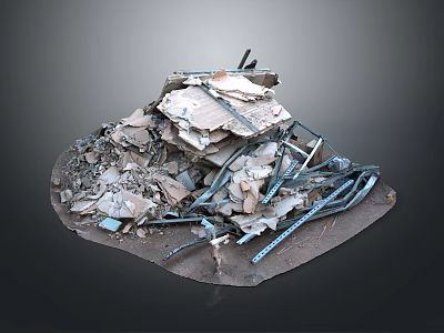 Modern Construction Debris Pile With Concrete Pieces And Metal Rebars 3d model