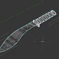 Tactical Weapon With Dark Handle And Red Sharp Blade Design 3d model