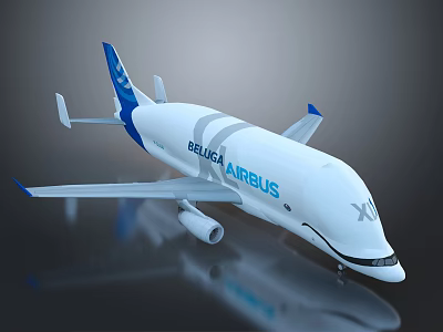 Airbus Beluga XL Aircraft With White And Blue External Design Features 3d model