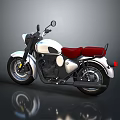 Classic White Motorcycle with Red Leather Seat and Vintage Design Elements