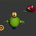 Christmas Themed Cartoon Character With Bell Candy Cane And Holly Decorations