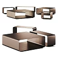 Modern Coffee Table Set With Geometric Metallic Frame And Smooth Surface 3d model