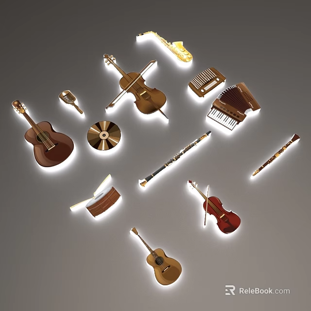 Unique Shaped Wall Lamp with Musical Instrument Inspired Design for Interior Decoration 3d model 