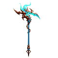 Ornate Fantasy Weapon Design With Blue Flames And Intricate Metal Details