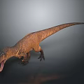 Realistic Brown Dinosaur 3D Model With Open Mouth Sharp Teeth And Long Tail