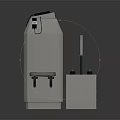 3D Model of Mechanical Console Units With Connecting Beam And Control Panels