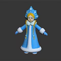 Snow Maiden Character With Blue Robe Star Hat And Blonde Braids In Fairy Tale Style