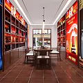 Spacious Tobacco and Liquor Store Interior With Shelves Display Cabinets And Liquor Bottles