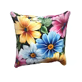 Vibrant Floral Throw Pillow With Yellow Pink Blue Flowers And Black Background