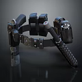 Black Tactical Mechanical Device With Multi Component Grip Straps Buttons And Modular Design 3d model