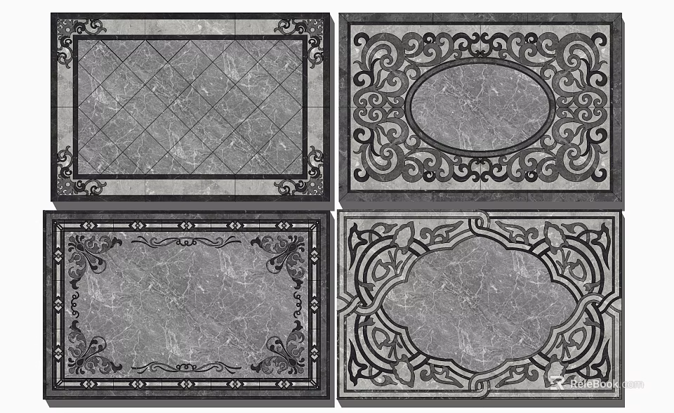 Decorative Floor Designs With Ornate Borders And Intricate Pattern Details 3d model 