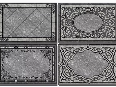 Decorative Floor Designs With Ornate Borders And Intricate Pattern Details 3d model