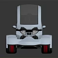 Futuristic Silver Concept Car With Dark Roof And Red Accented Wheels