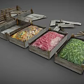 Wooden Crates And Pallets For Storing Colorful Fresh Items In Various Styles
