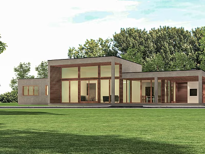 Modern single-family villa outdoor 3d model