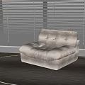 Modern Light Gray Velvet Single Sofa With Plush Cushions In Light Filled Room
