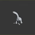 White Dinosaur Model With Long Neck And Realistic Texture On Gray Reflective Surface 3d model