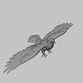 Low Poly Eagle Standing With Spread Wings And Brown White Feathers