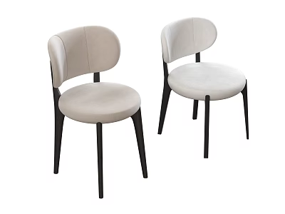 Modern Minimalist Dining Chairs With Light Beige Upholstery And Black Wooden Legs 3d model