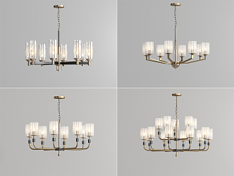 Light Luxury Chandelier Metal Multi Head Glass Chandelier Combination 3d model