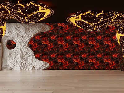 Modern volcanic stone lava rock magma lava top volcanic stone background wall 3d model
