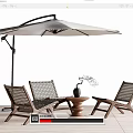 Modern Outdoor Wicker Table And Chairs Set With Patio Umbrella And Side Table