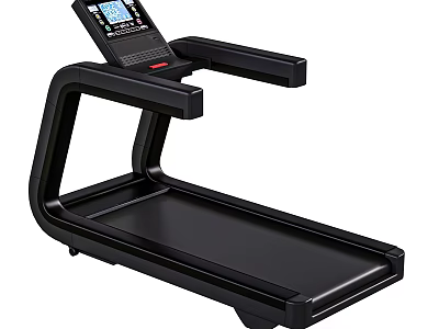Modern Black Fitness Treadmill with Digital Control Panel Sturdy Handles for Home Gym Workout 3d model