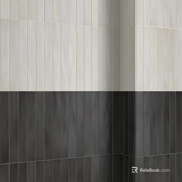 Light And Dark Vertical Striped Floor Tile With Combined Pattern Design 3d model 