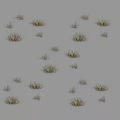 Dry Grass Clumps Scattered in Various Sizes on Gray Background 3d model