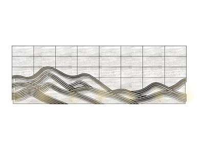 Modern Feature Wall Design With Wavy Lines And Grid Pattern Background 3d model