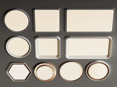 Modern Ceiling Lights In Various Shapes Round Square Rectangular Hexagonal Design Collection 3d model