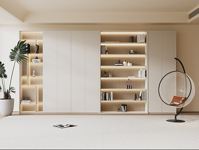 Modern Bookcase Cream Bookcase 3d model