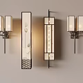 Traditional Chinese Style Wall Lamps with Decorative Patterns and Glass Shades Mounted on Wall