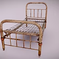 Rusted Metal Bed Frame With Aged Vintage Slatted Structure And Rustic Design 3d model