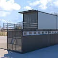 Modern Two Story Container Building With Balcony Staircase And Glass Facade