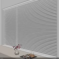 Elegant Window Blinds Interior With Vase Tray And Tea Set 3d model
