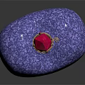 Woman Holding Heart Shaped Purple Glass Perfume Bottle With Red Crystal Top