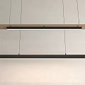 Modern Long Strip Pendant Lights With Wooden And Black Finish Hanging From Ceiling